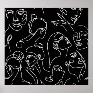 Poster Les femmes affrontent le Motif de dessin Abstrait