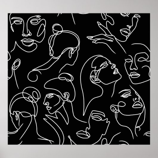 Poster Les femmes affrontent le Motif de dessin Abstrait (Devant)