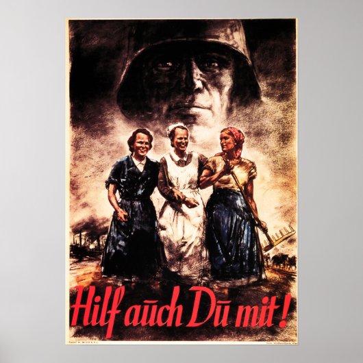 Poster "Les Femmes Aussi Peuvent Aider !" Propagande alle (Devant)