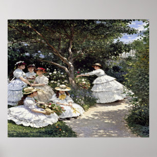 Poster Les femmes dans le jardin - Portrait de l'élégance