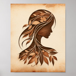 Poster les femmes font face à l'artisanat feuille du papi