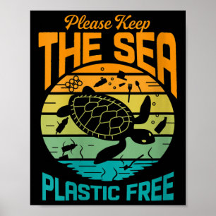 Poster Les Femmes Gardent La Mer Plastique Libre De Dire,
