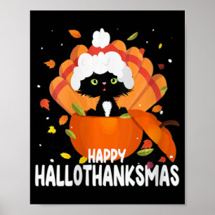 Poster Les femmes heureux Hallothanksmas Halloween Thanks