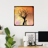 Poster Les femmes mystiques et la silhouette des arbres (Bureau à domicile)