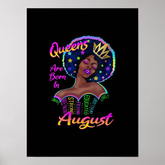 Poster Les Femmes Reines Sont Nées En Août Anniversaire N (Devant)