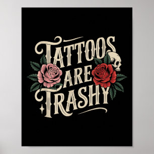 Poster Les femmes tatouages sont des hommes rétro trashy 