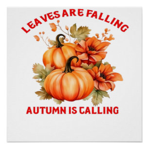 Poster Les feuilles tombent, l'automne appelle Design Cla