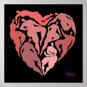 Poster Les figures inspirées de Matisse en forme de coeur