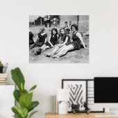Poster Les filles à la plage, début des années 1900 (Bureau à domicile)
