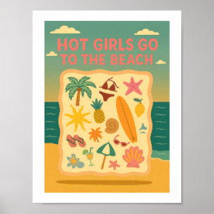 Poster Les Filles Chaudes Vont À La Plage Citation D'été