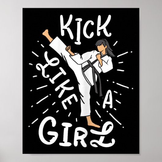 Poster Les filles de karaté donnent des coups de pied com (Devant)