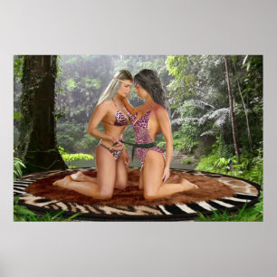 POSTER LES FILLES DE LA JUNGLE S'AFFRONTENT
