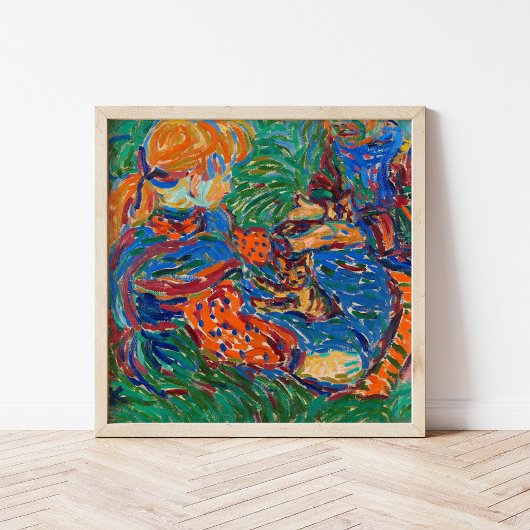 Poster Les filles jouant avec des chats | Ernst Ludwig Ki