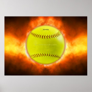 Poster Les flammes de boule molle jaune de SlipperyJoe ra