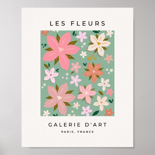Poster Les Fleurs 07 Fleurs Abstraites Vert Blush Floral (Devant)
