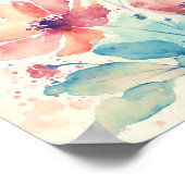 Poster Les fleurs d'aquarelles rose et bleu art (Coin)