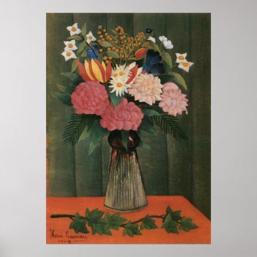 Poster Les fleurs d'Henri Rousseau dans un vase (1909) (Devant)