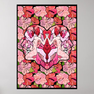 Poster Les fleurs et le coeur de la passion
