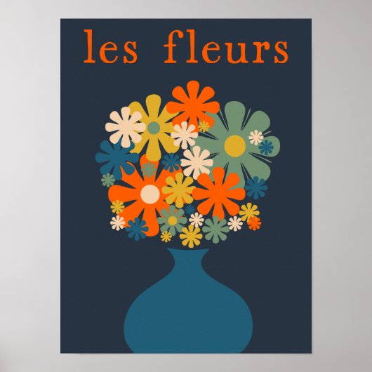 Poster Les Fleurs mignonnes Fleurs rétro en Vase Blue Ora (Devant)