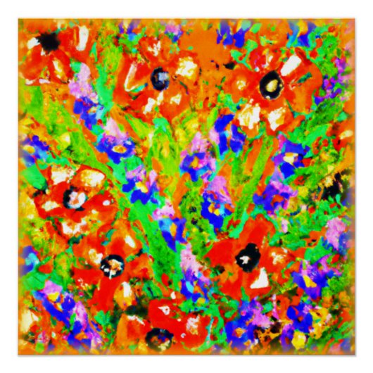 Poster "Les Fleurs Oranges" Belle Peinture. Commandez dès (Devant)