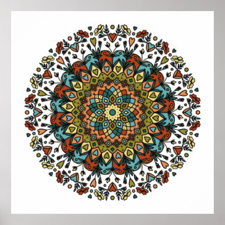 Poster Les fleurs poussent du coeur Mandala