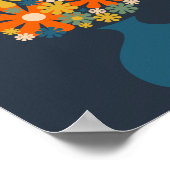 Poster Les Fleurs Retro Flowers en Vase Blue Orange (Coin)