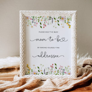 Poster Les fleurs sauvages aident la maman occupée à s'ad