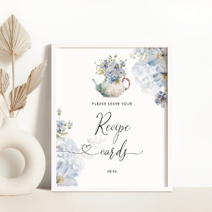 Poster Les fleurs sauvages bleus laissent votre carte de