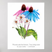 Poster Les fleurs sont comme des amis | Devis inspirant (Devant)
