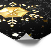 Poster Les flocons dorés de Noël sur l'Arrière - plan noi (Coin)