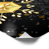 Poster Les flocons dorés de Noël sur l'Arrière - plan noi (Coin)