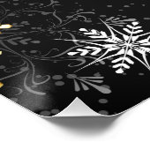 Poster Les flocons dorés de Noël sur l'Arrière - plan noi (Coin)