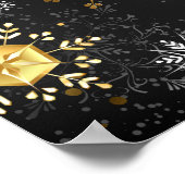 Poster Les flocons dorés de Noël sur l'Arrière - plan noi (Coin)