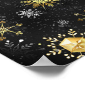 Poster Les flocons dorés de Noël sur l'Arrière - plan noi (Coin)