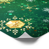 Poster Les flocons dorés de Noël sur l'Arrière - plan ver (Coin)
