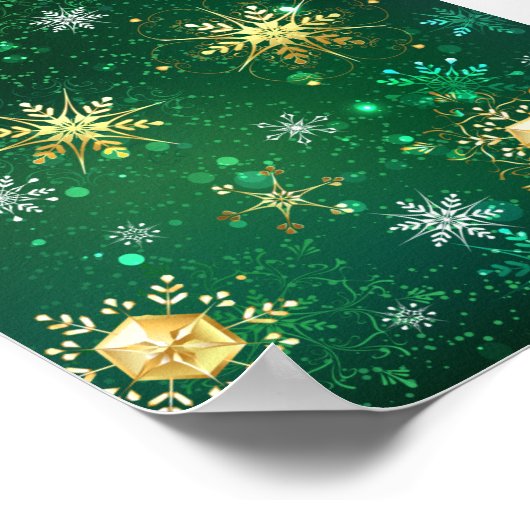 Poster Les flocons dorés de Noël sur l'Arrière - plan ver (Coin)