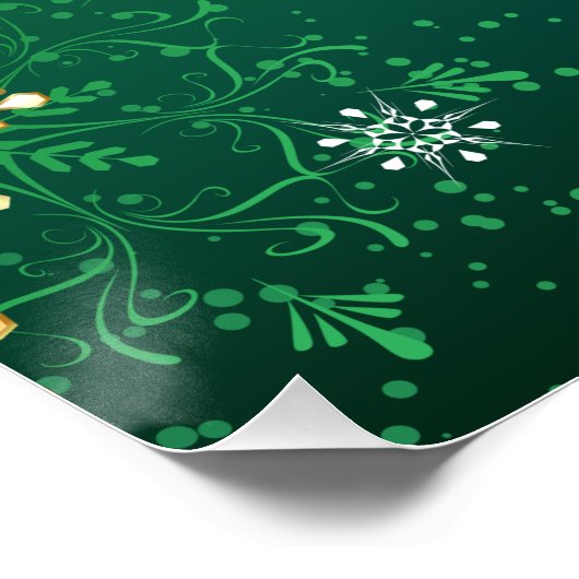 Poster Les flocons dorés de Noël sur l'Arrière - plan ver (Coin)
