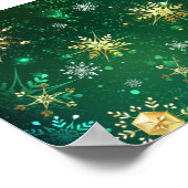Poster Les flocons dorés de Noël sur l'Arrière - plan ver (Coin)