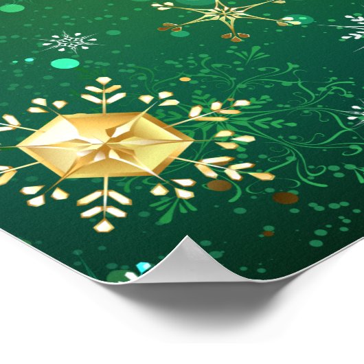 Poster Les flocons dorés de Noël sur l'Arrière - plan ver (Coin)