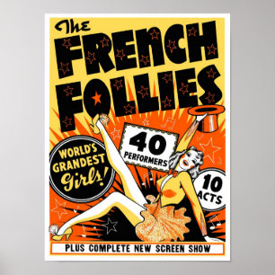 Poster Les Folies Françaises, 1930. Pin-Up Vintage