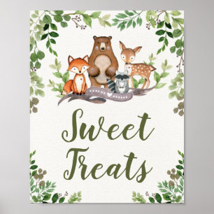 Poster Les friandises Baby shower forestier des bois Fave
