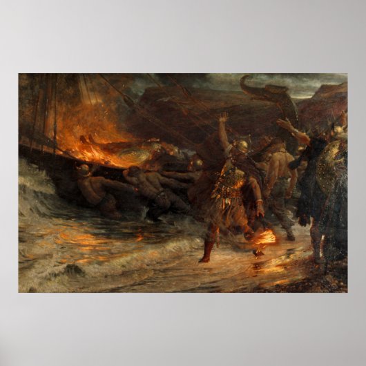 Poster Les funérailles d'un Frank Dicksee viking 1893 (Devant)