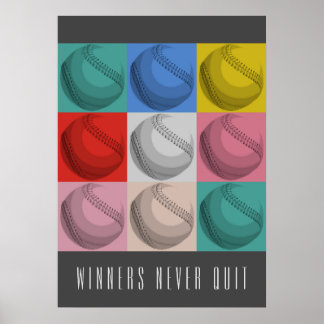 Poster Les gagnants ne cessent jamais de baseball inspira