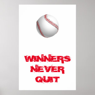 Poster Les gagnants ne cessent jamais de baseball inspira