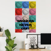 Poster Les gagnants ne cessent jamais de baseball inspira (Bureau à domicile)