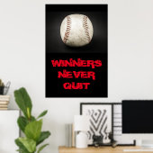 Poster Les gagnants ne cessent jamais de baseball inspiré (Bureau à domicile)