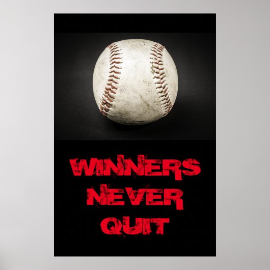 Poster Les gagnants ne cessent jamais de baseball inspiré (Devant)