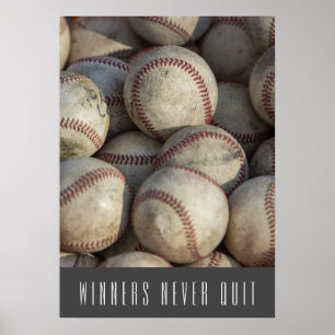 Poster Les gagnants ne cessent jamais de baseball inspiré