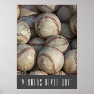 Poster Les gagnants ne cessent jamais de baseball inspiré