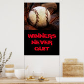 Poster Les gagnants ne cessent jamais de baseball inspiré (Cuisine)